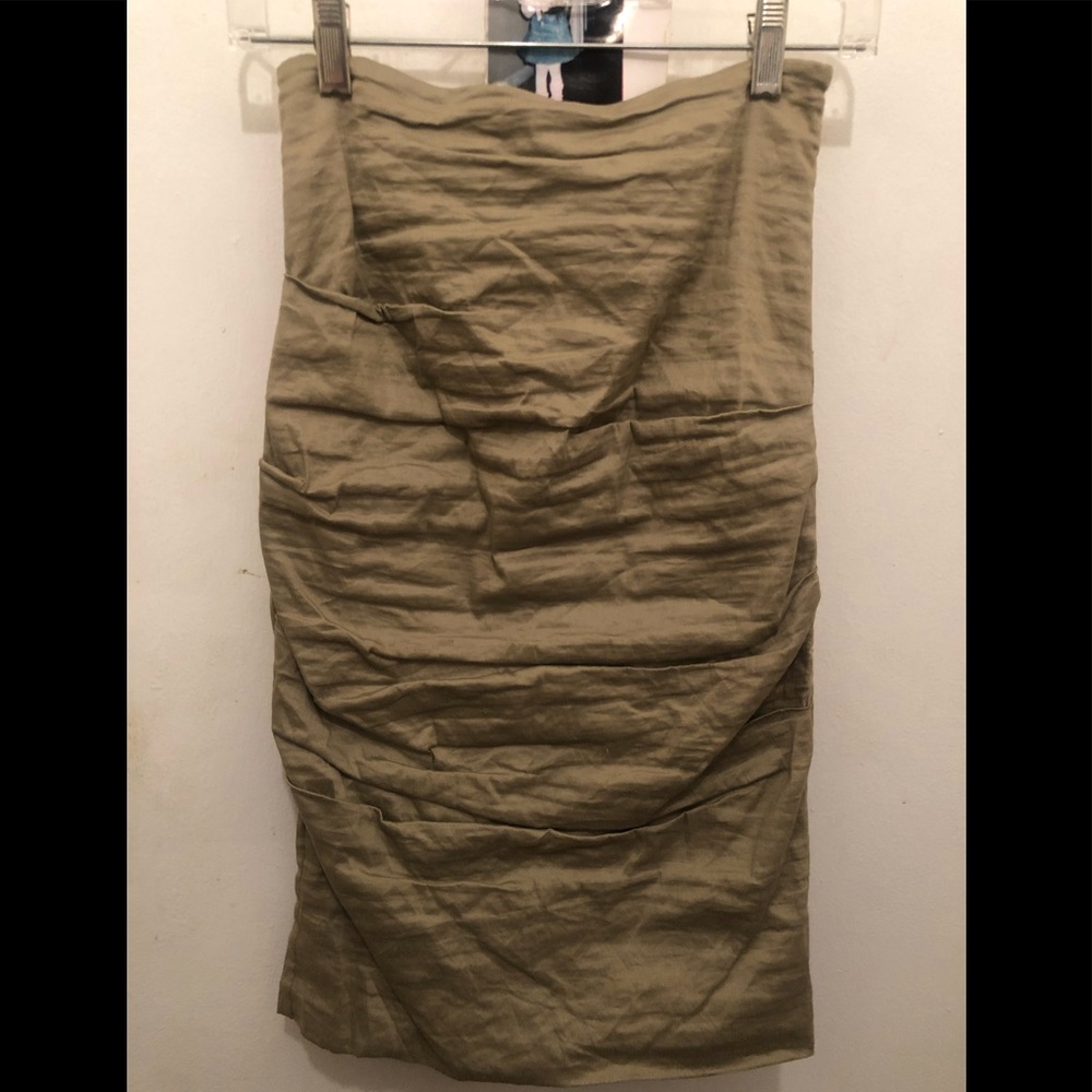 NICOLE MILLER ATELIER LIGHT OLIVE PENCIL SKIRT